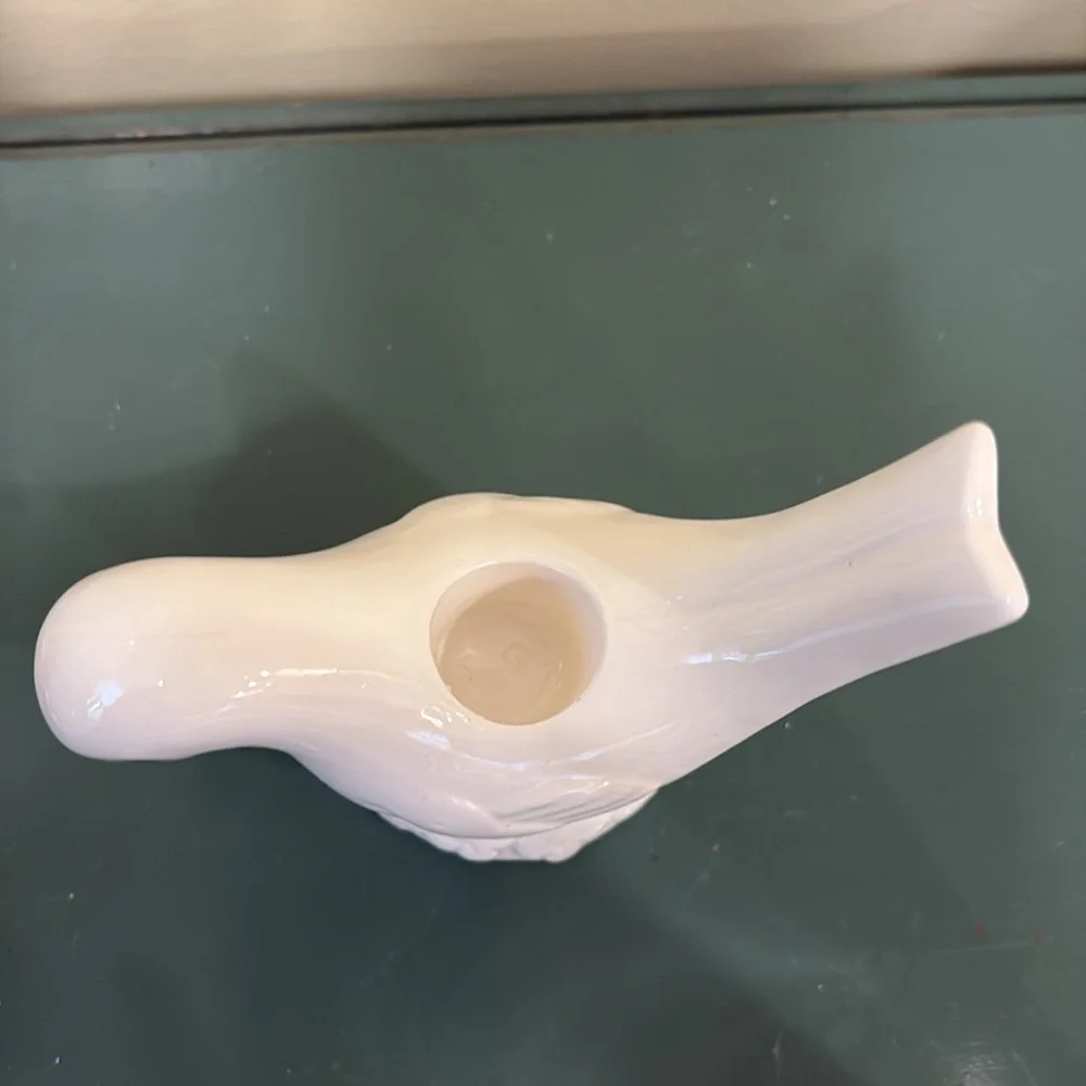 MCM Mideramica Portugal White Ceramic Bird Candle Holder.